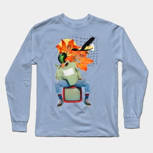 Duck Human sitting on Television Long Sleeve T-Shirt